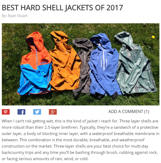 Best hardshell 2024 jacket 2017